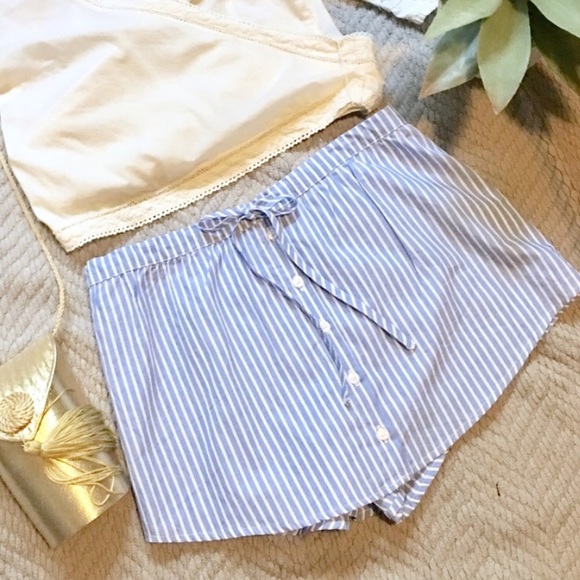 Pants - 🔮Pinstripes Button Down Skirt w/ Shorts Attached.